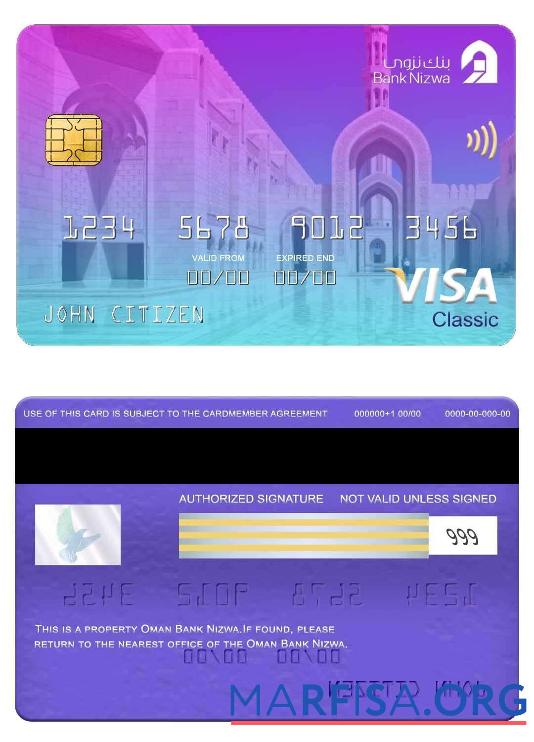 Realistic Oman Bank Nizwa visa classic card download for verification